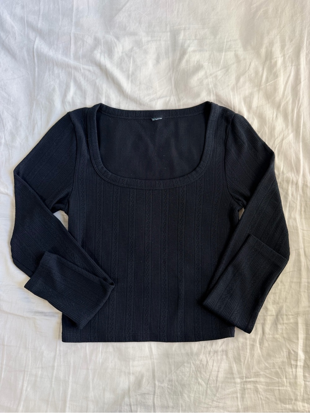 wild fable Black Ribbed Long Sleeve Scoop Neck Top
